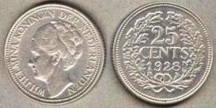 Нидерланды 25 центов. 1928 год.