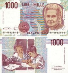 Италия 1000 лир. 1990 год.