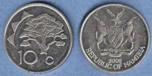 Намибия 10 центов. 2002 год.