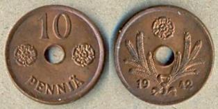 Финляндия. 10 пенни. 1942 год.