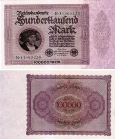 Германия 100000 марок 1923 года.  "UNC".