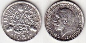 Британия 3 пенса 1931 года.