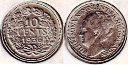Нидерланды 10 центов 1936 года.