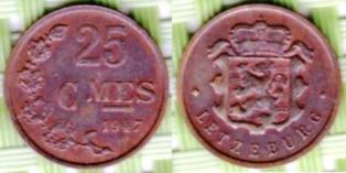 Люксембург 25 центов 1947 года.