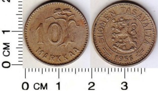 Финляндия 10 марок 1956 года.