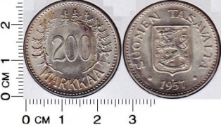 Финляндия 200 марок 1957 года.