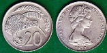 Новая Зеландия 20 центов 1977 года.