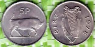 Ирландия 5 пенсов 1978 года.