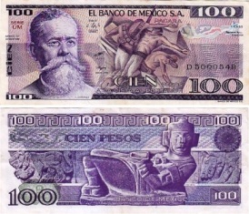 Мексика 100 песо 1982 года.