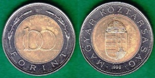 Венгрия 100 форинтов 1998 года