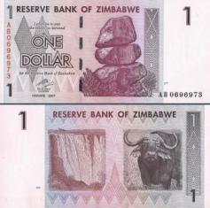 Зимбабве 1 доллар. 2007 год.