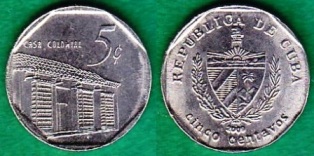 Куба 5 центаво 2009 года.
