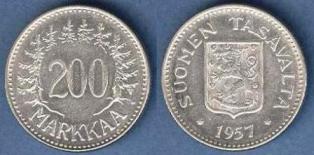Финляндия 200 марок. 1957 год