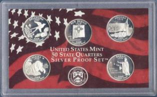 США. Набор монет номиналом 25-ть центов 2008 года. Серии "Штаты и территории". Серебро.