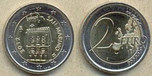 Сан Марино 2 евро. 2012 год.