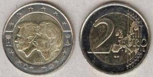 Бельгия. 2 евро. 2005 год. "Два портрета"
