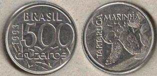 Бразилия. 500 крузейро. 1993 год.