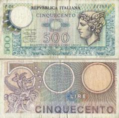 Италия 500 лир. 1974 год.