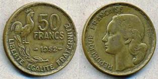 Франция 50 франков. 1952 год.