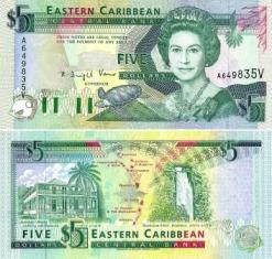 Сент Винсент(Восточные Карибы) 5 долларов. 1994 год.