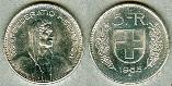 Швейцария 5 франков. 1965 год.
