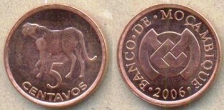 Мозамбик 5 центаво. 2006 год.