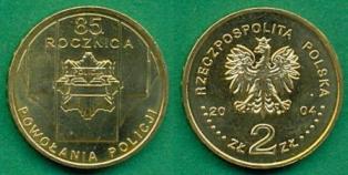 Польша 2 злотых. 2004 год. "85 лет Полиции"