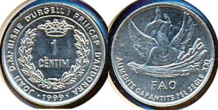 Андорра 1 сантим 1999г.