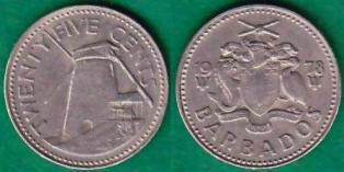 Барбадос 25 центов 1978 года. PM