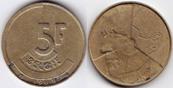 Бельгия 5 франков тип 1986-1993 г.г. "BELGIE" 
