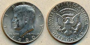 США. 1/2 доллара. 1980 год.