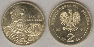 Польша 2 злотых. 2001 год. Ян III Собеский