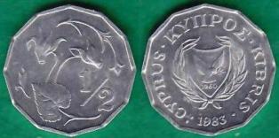 Кипр 1/2 цента 1983 года.