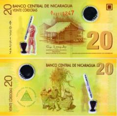 Никарагуа 20 кордобас. пластик
