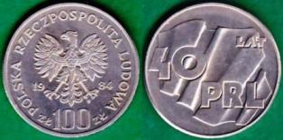 Польша 100 злотых 1984 года. "40 лет Польской Народной Республике"